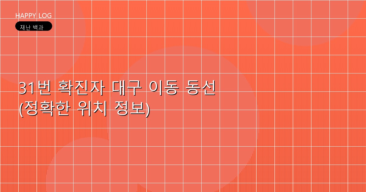 31번 확진자 대구 이동 동선 (정확한 위치 정보)